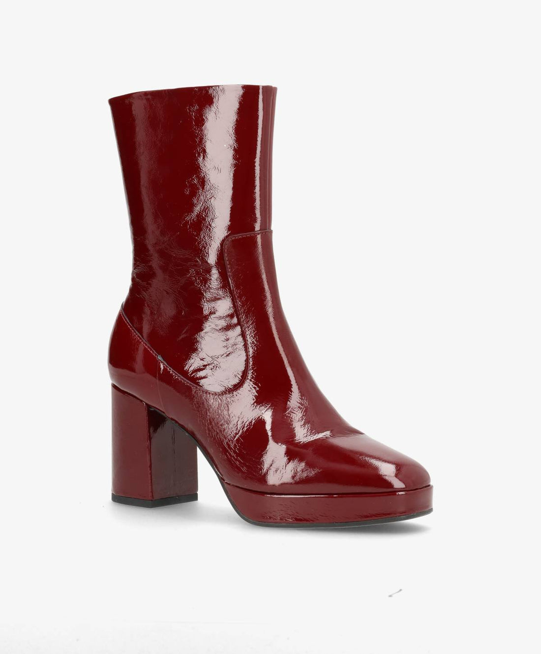 KINDLE P - Bordeaux læder lak - Dame støvle med høj hæl