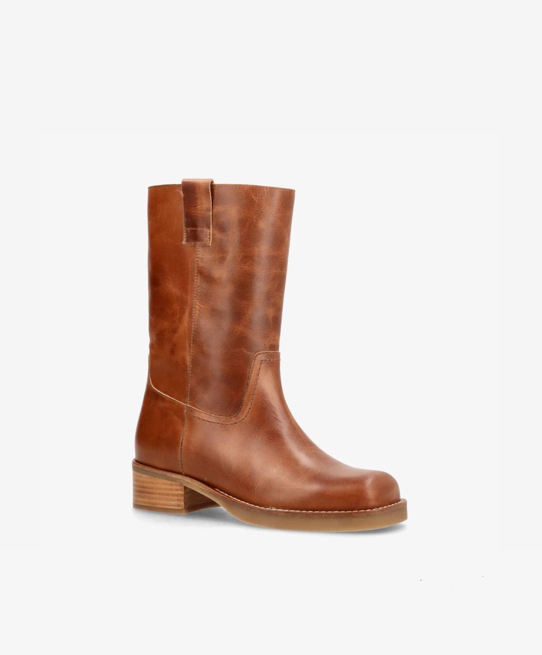 CAMERON - Dame Støvle med hæl - Cognac læder