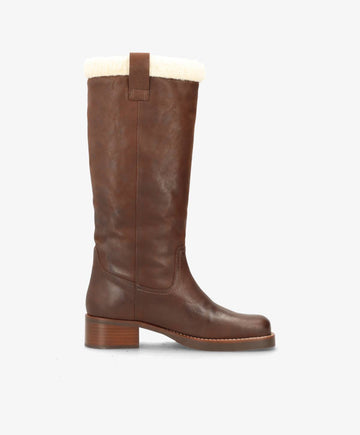 CAMERON LONG Warm - Brun læder - Lang støvle Dame