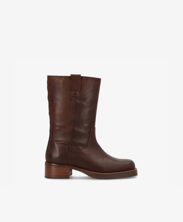 CAMERON - Dame Støvle med hæl - Brun læder