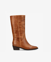 CONFIDENCE - Cognac læder - Høj støvle Dame