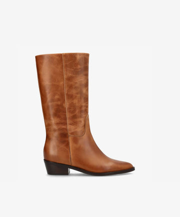 CONFIDENCE - Cognac læder - Høj støvle Dame