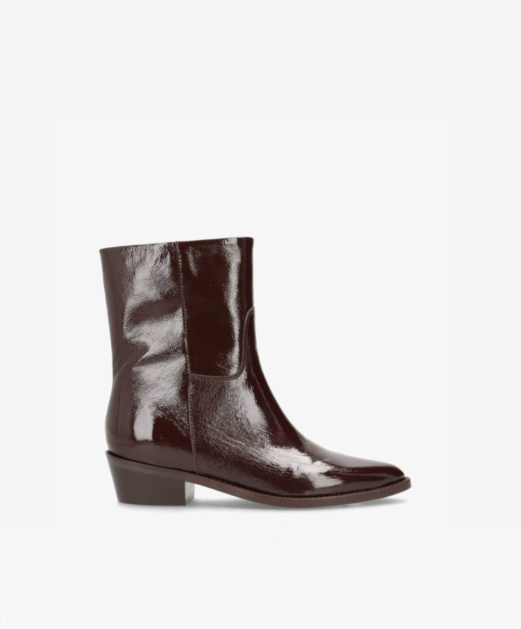 CONFIDENCE LOW P - Brun lak læder - Ankelstøvle Dame