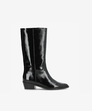 CONFIDENCE P - Sort lak læder - Høj støvle Dame