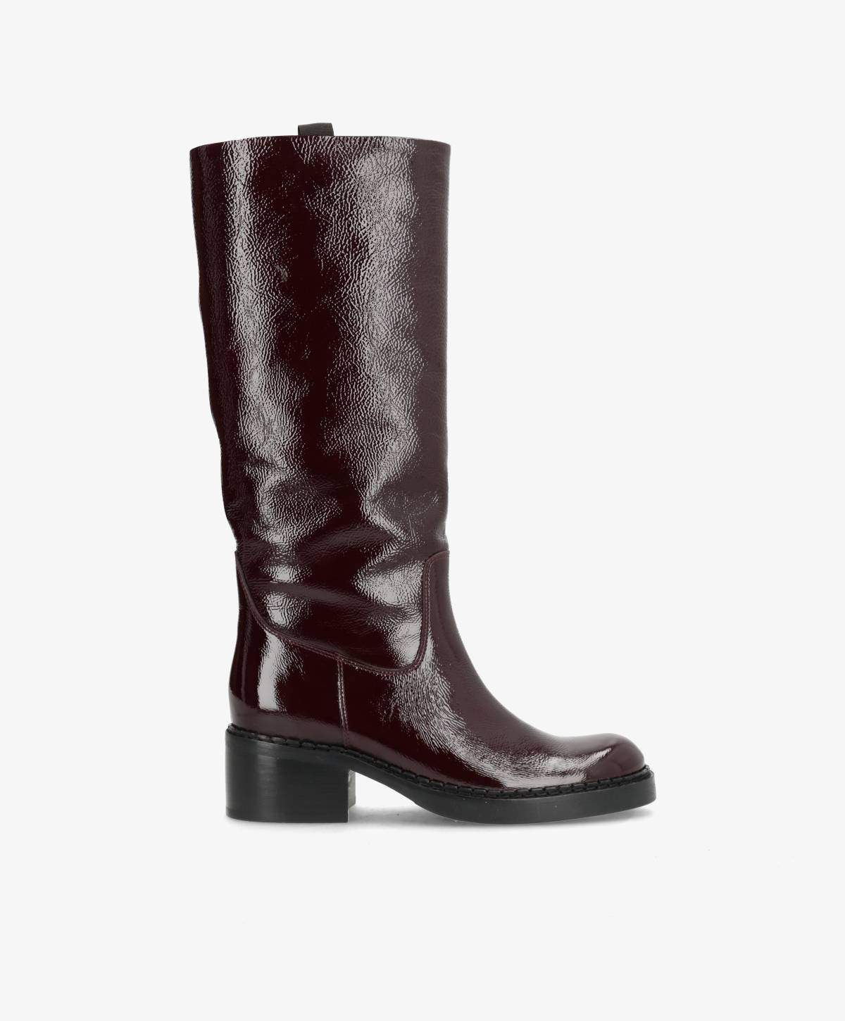 EXPOSED LONG P - Mørk bordeaux lak læder - Lang støvle Dame