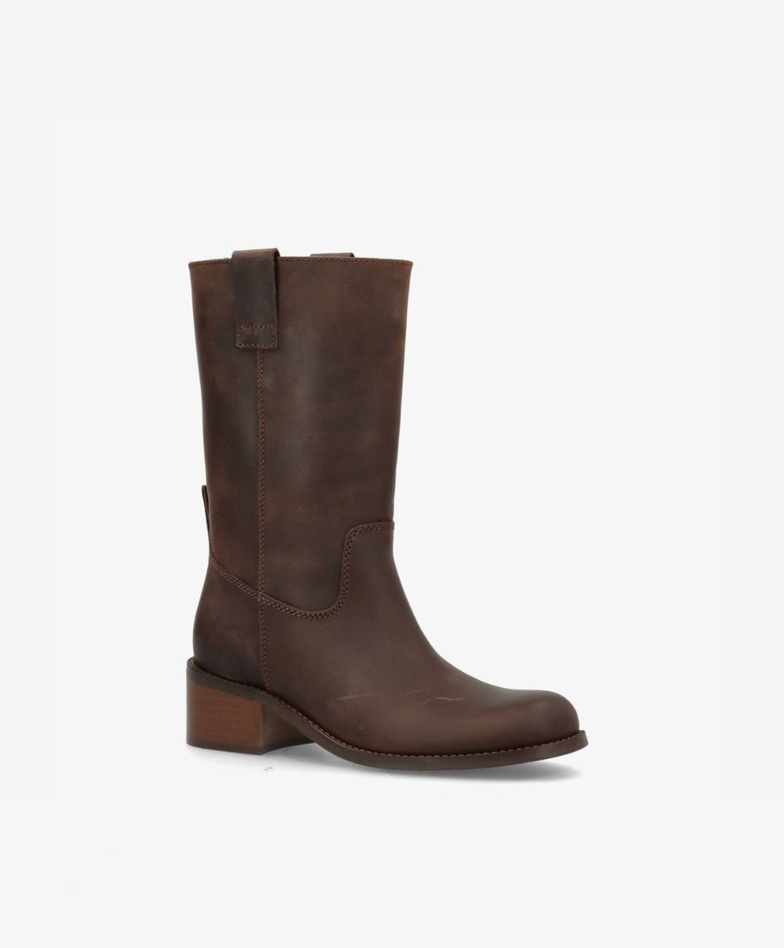 MARTINA - Mellemlang støvle dame - Mørkebrun læder