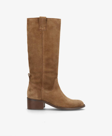 MARTINA LONG S - Nøddebrun ruskind - Lang støvle Dame