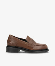 PURE - Brun washed læder - Loafers Dame