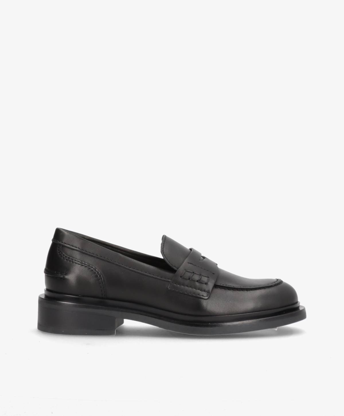 PURE - Sort læder - Loafers Dame