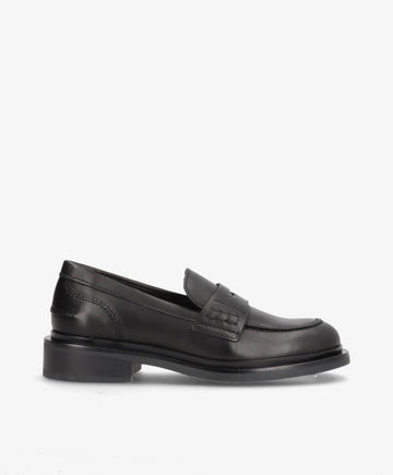PURE - Sort læder - Loafers Dame