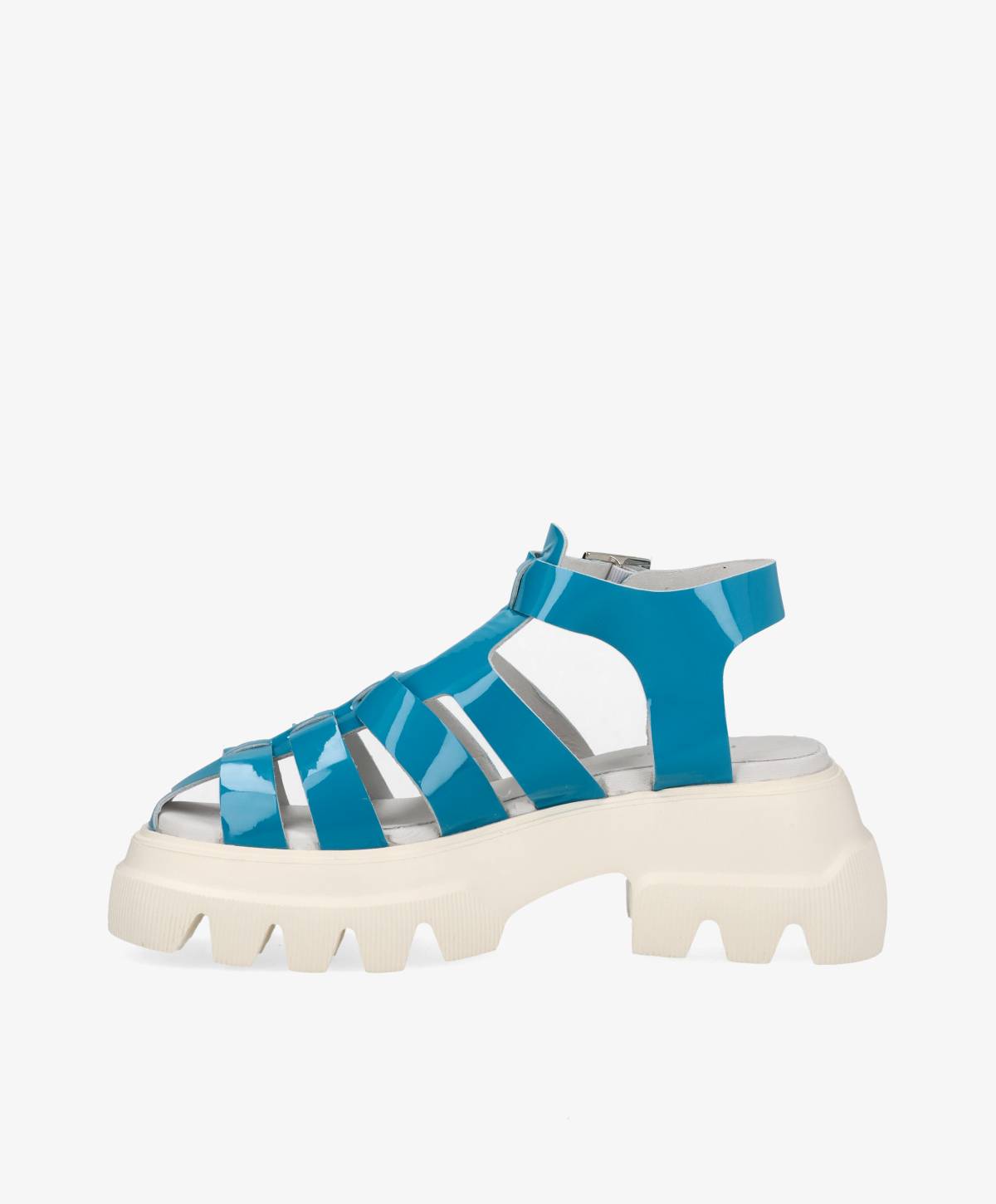 Blå REBEL P sandal fra phenumb copenhagen med chunky hvid sål og justerbar rem.