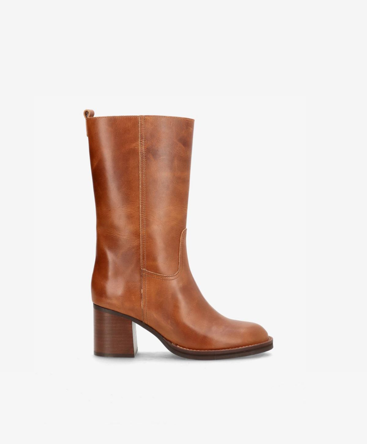 SADIE - Dame Støvle med hæl - Cognac læder