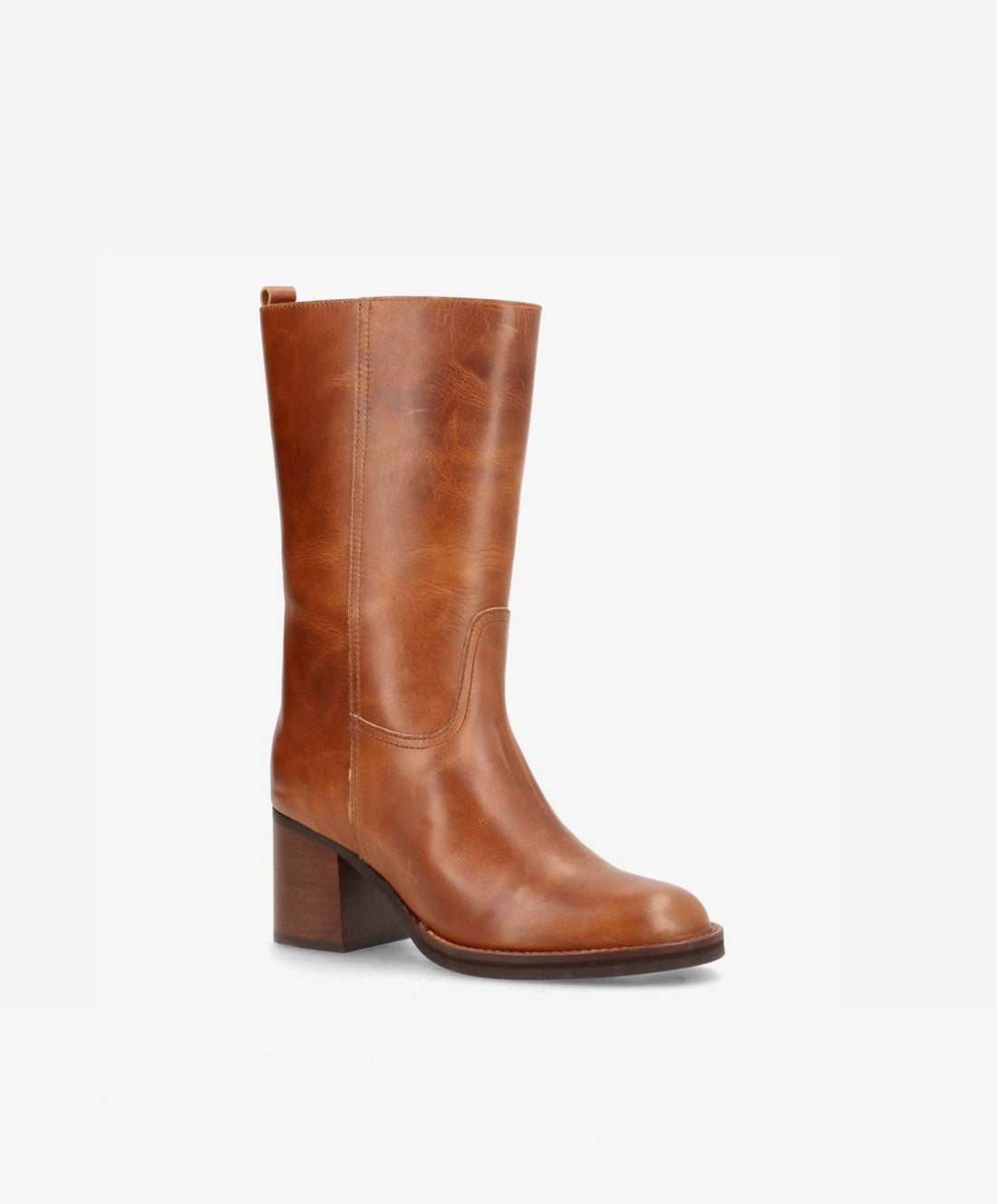 SADIE - Dame Støvle med hæl - Cognac læder