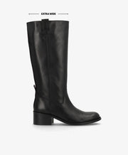 MARTINA LONG WIX - Sort læder - Lang støvle Dame