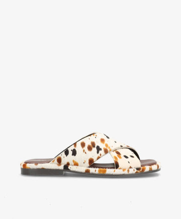 ONRY Ha - Dalmatiner brun pony hair læder - Flad sandal Dame
