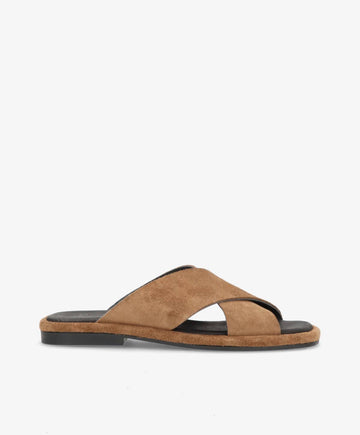 ONRY SO - Camel ruskind oil - Flat sandals Dame