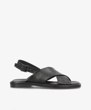 ONRY Strap - Sort læder - Flad sandal Dame