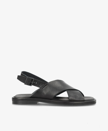 ONRY Strap - Sort læder - Flad sandal Dame