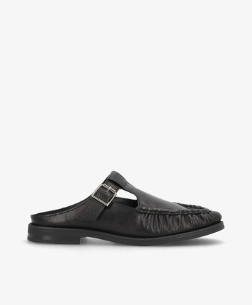 WHISPER HAY - Sort blødt læder - Loafer mule Dame